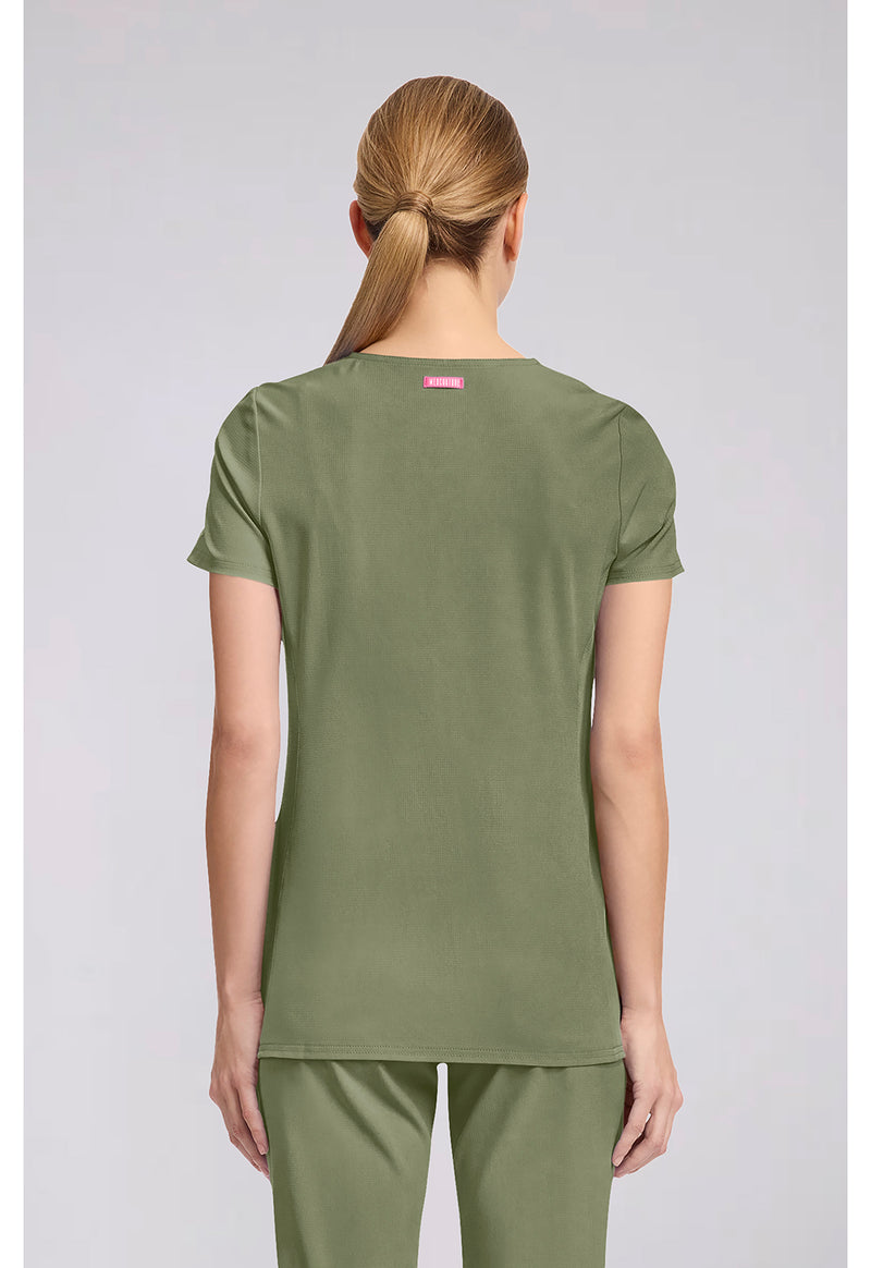 Olive - Med Couture AMP Women Scrub Top - Back View