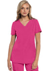 Pink Power - Med Couture AMP Women Scrub Top - Front View