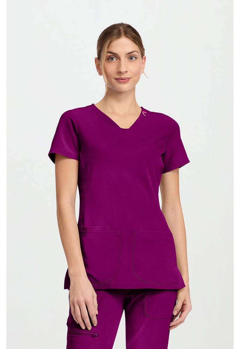 Plum Royale - Med Couture AMP Women Scrub Top - Front View
