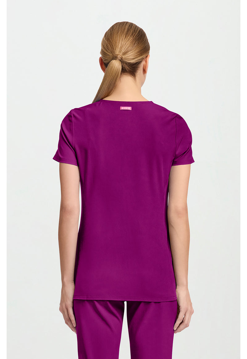 Plum Royale - Med Couture AMP Women Scrub Top - Back View