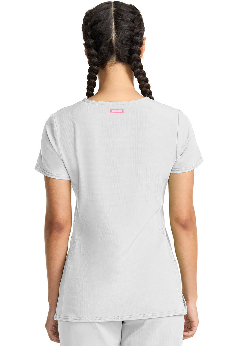 White - Med Couture AMP Women Scrub Top - Back View