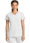 White - Med Couture AMP Women Scrub Top - Front View