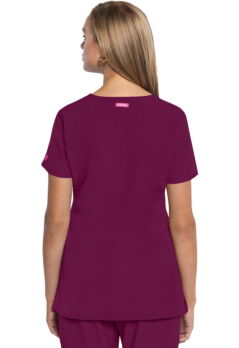 Wine - Med Couture AMP Women Scrub Top - Back View