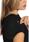 Black - Women's Round Neck Tuckable Scrub Top (View 2)