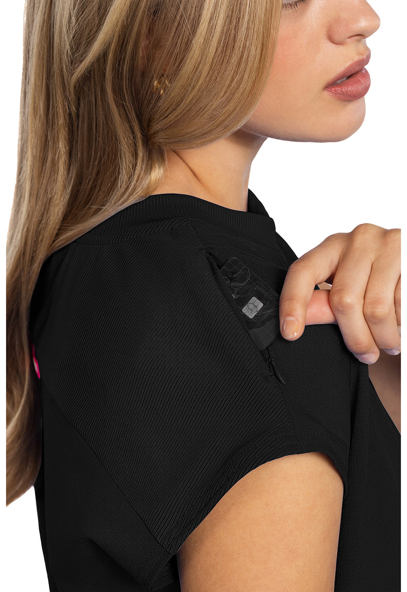 Black - Women's Round Neck Tuckable Scrub Top (View 2)