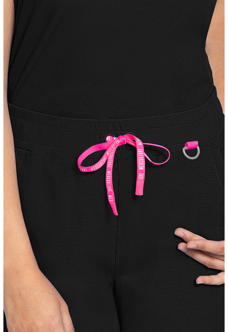 Black - Women's Round Neck Tuckable Scrub Top (View 3)