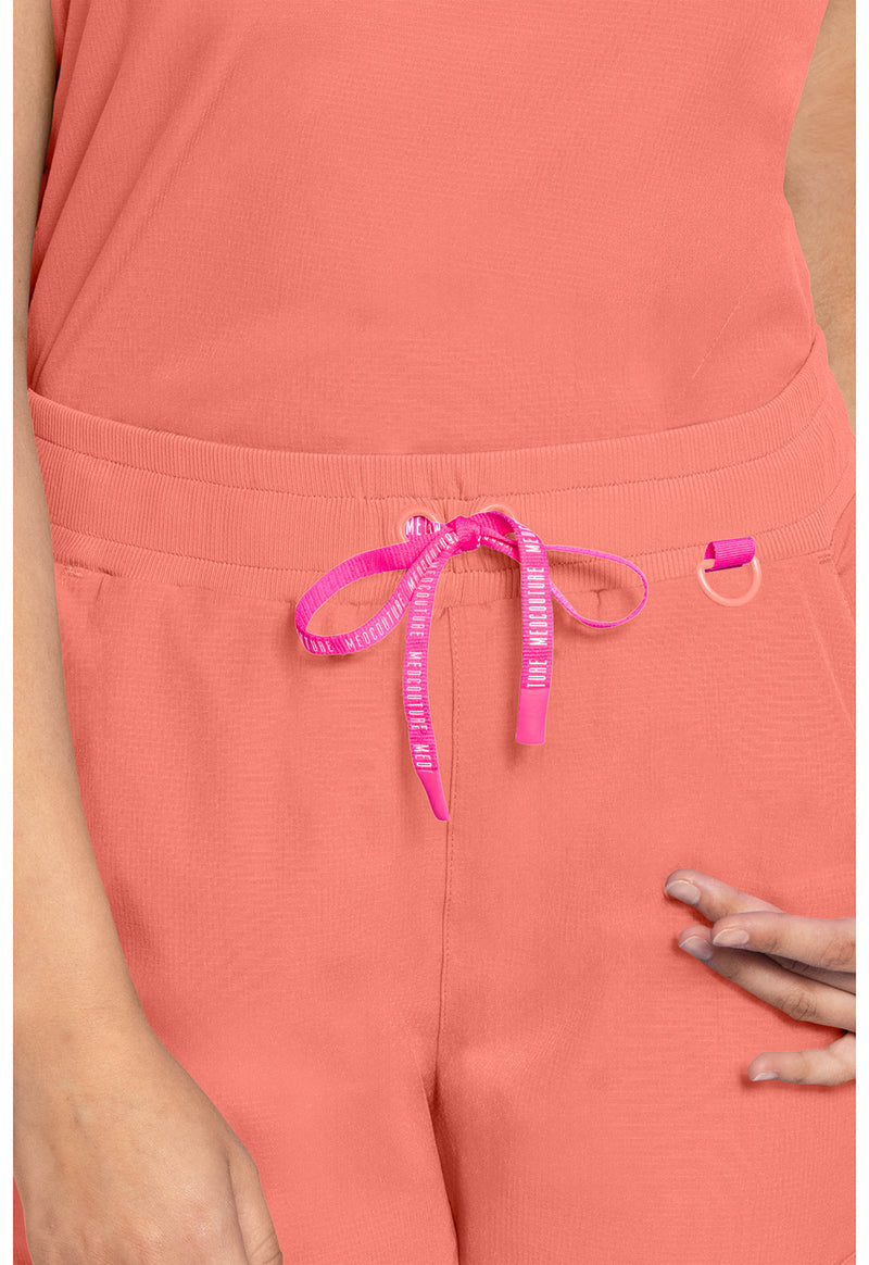 Coral Fusion - Women's Round Neck Tuckable Scrub Top (View 3)