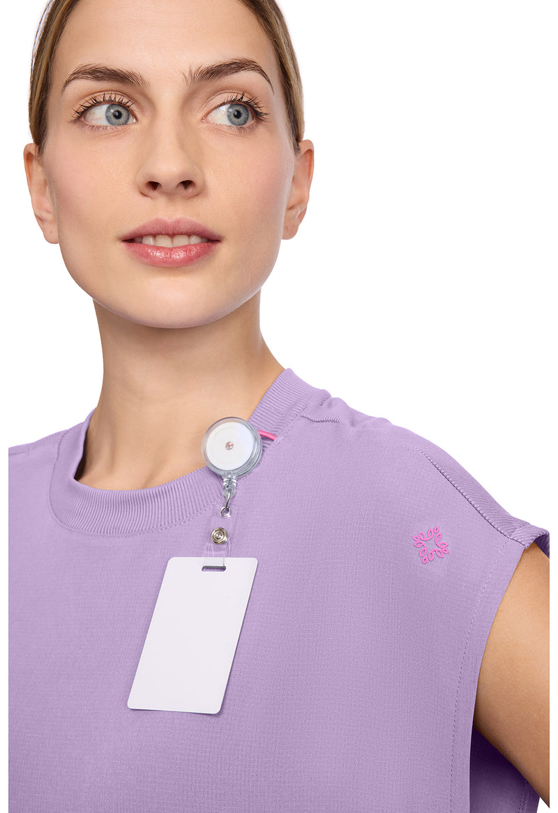 Digital Lavender - Women's Round Neck Tuckable Scrub Top (View 3)
