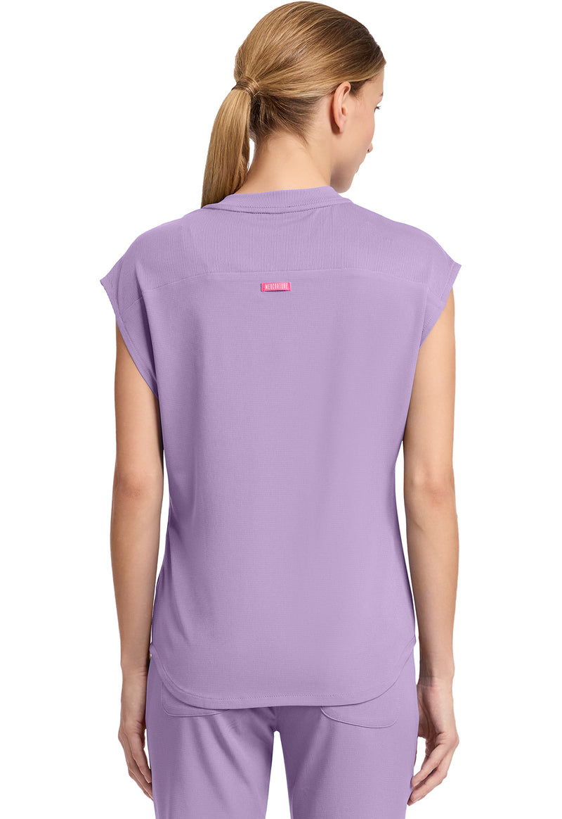 Digital Lavender - Med Couture AMP Women Scrub Top - Back View