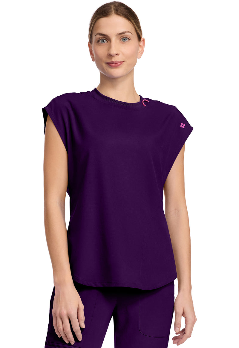 Eggplant - Med Couture AMP Women Scrub Top - Front View