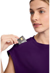 Eggplant - Women's Round Neck Tuckable Scrub Top (View 2)