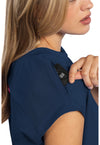 Navy - Women's Round Neck Tuckable Scrub Top (View 2)