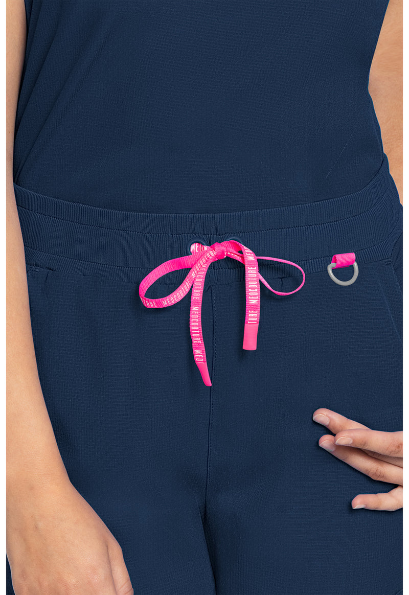 Navy - Women's Round Neck Tuckable Scrub Top (View 3)