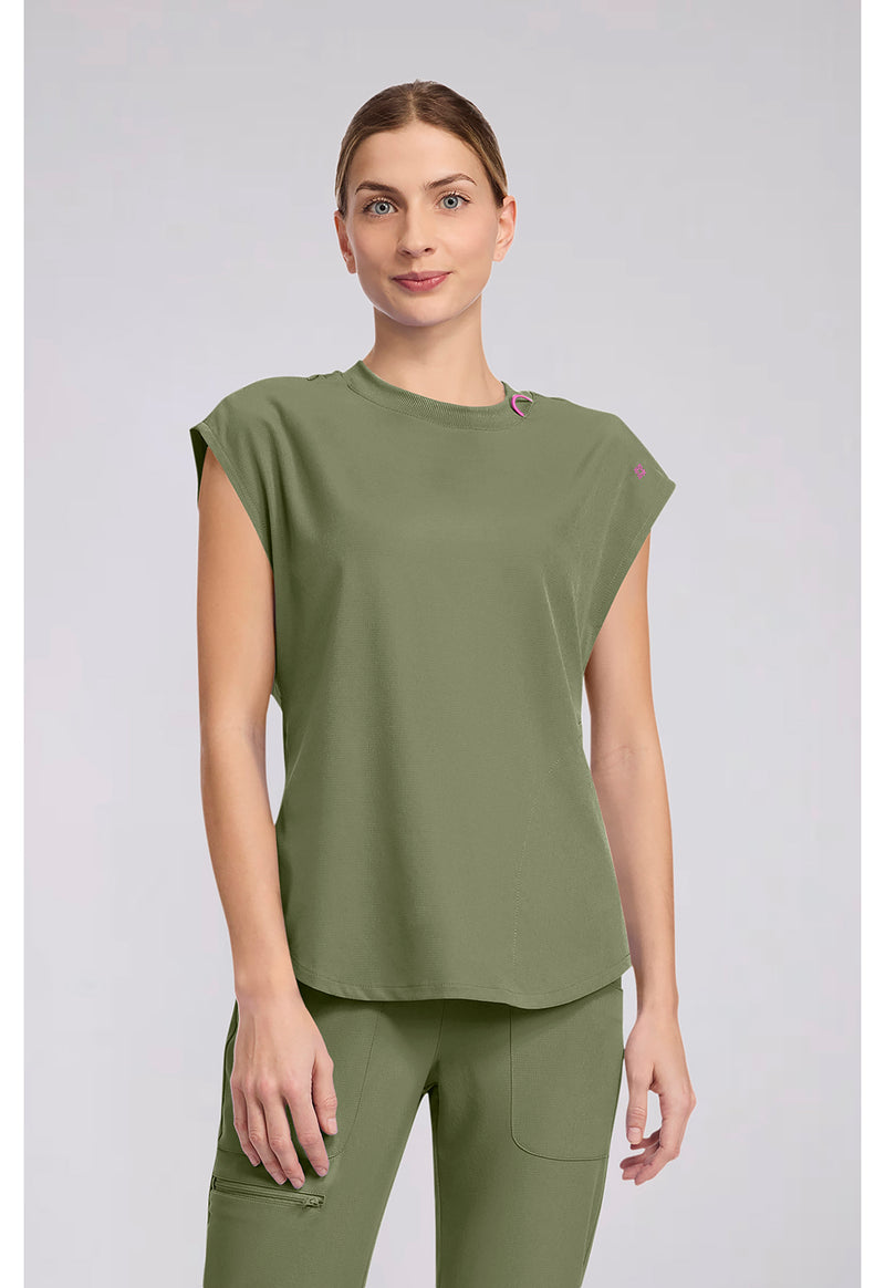 Olive - Med Couture AMP Women Scrub Top - Front View
