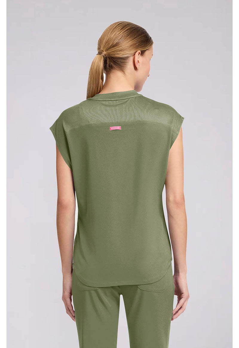 Olive - Med Couture AMP Women Scrub Top - Back View