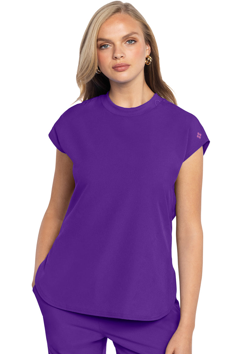 Purple Surge - Med Couture AMP Women Scrub Top - Front View