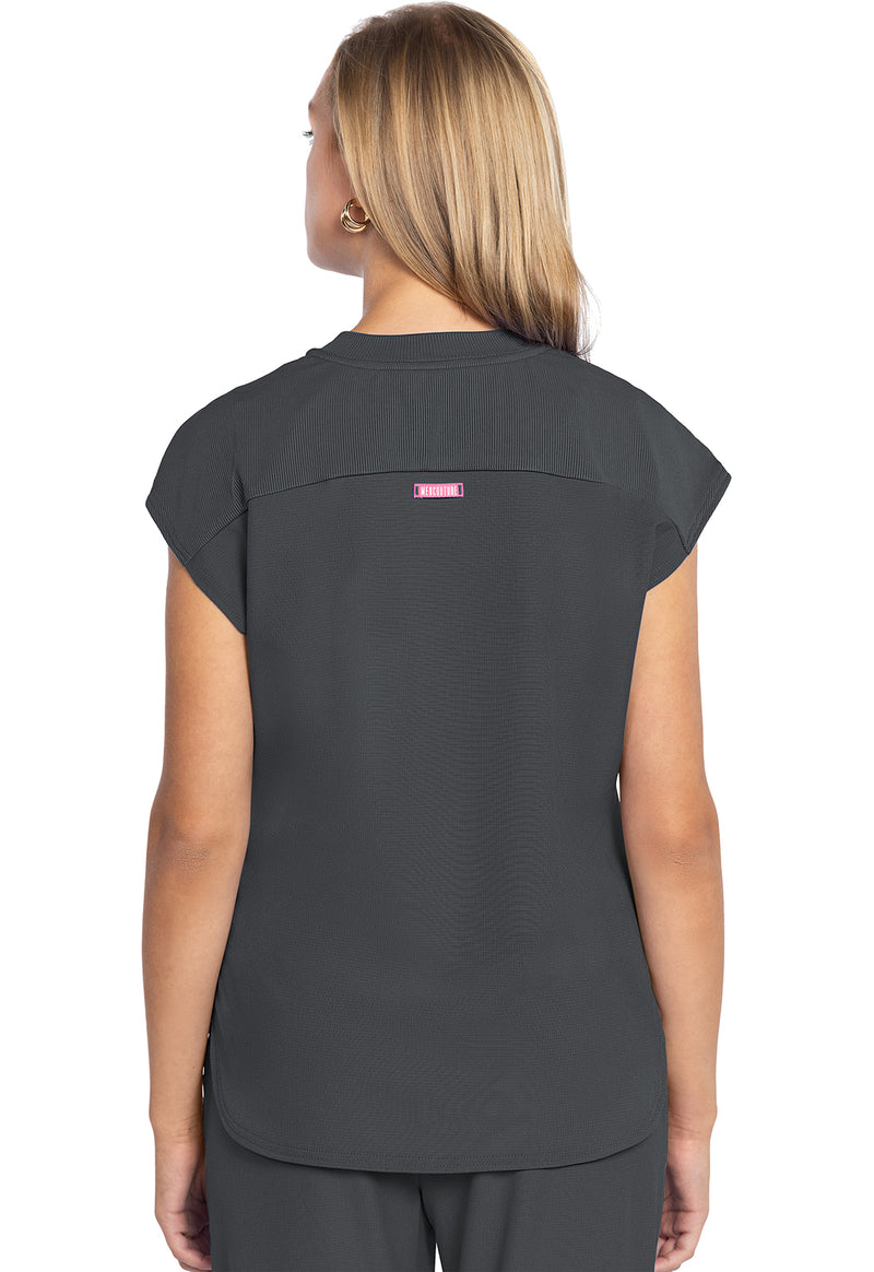 Pewter - Med Couture AMP Women Scrub Top - Back View