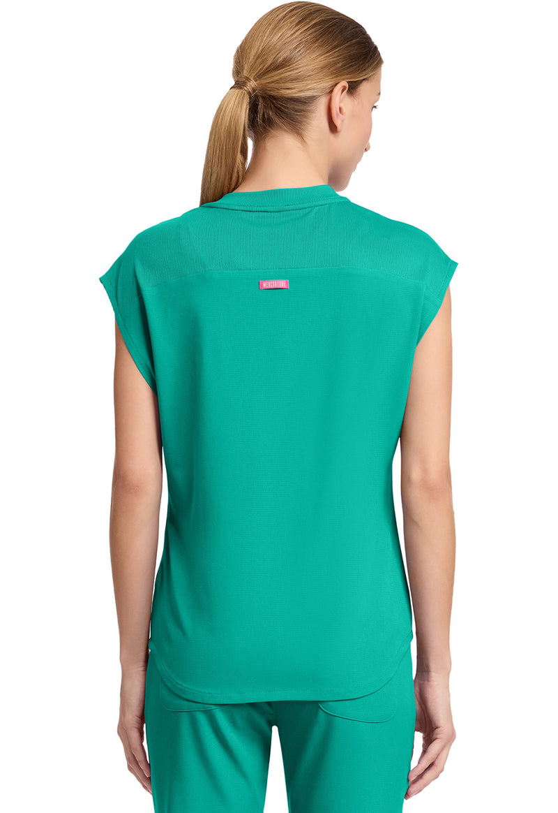 Teal Tonic - Med Couture AMP Women Scrub Top - Back View