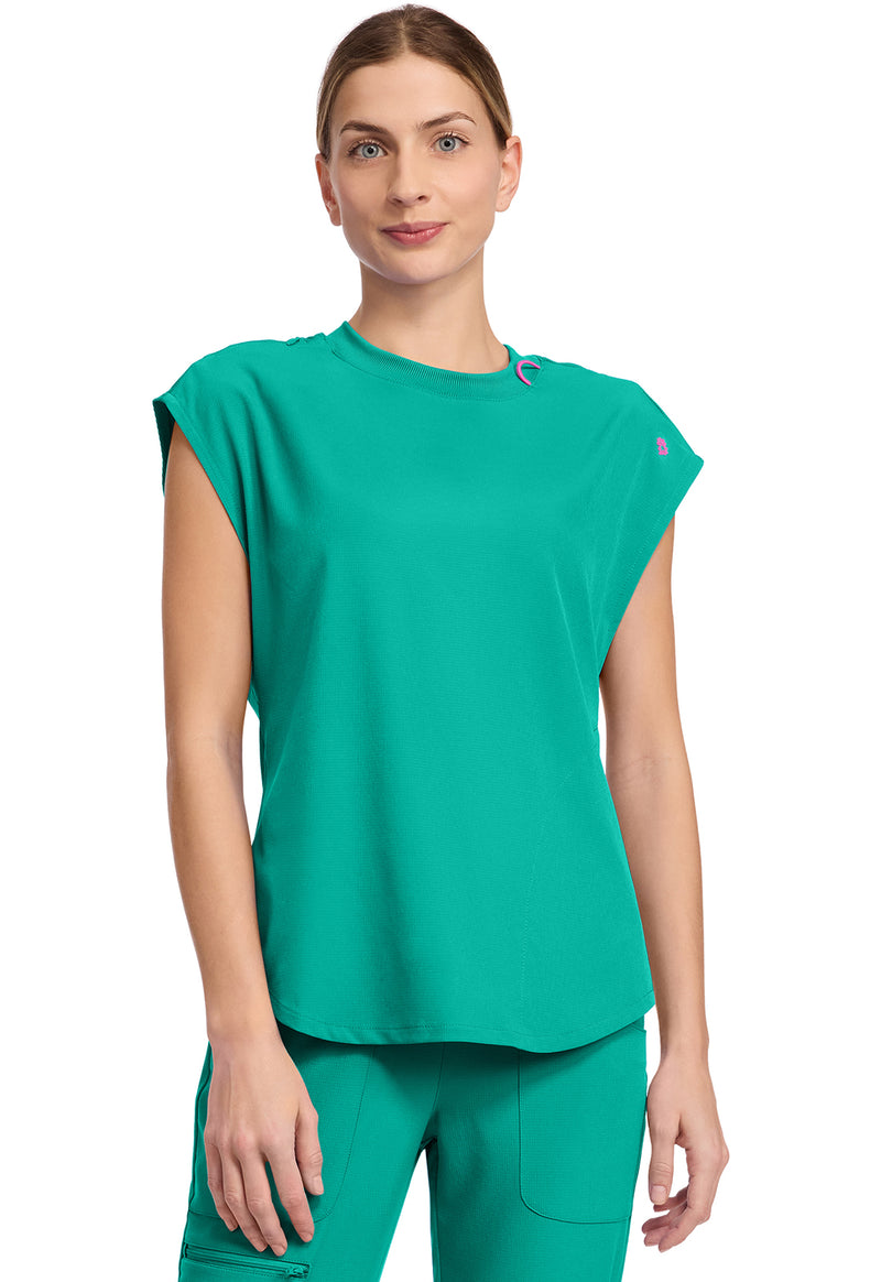 Teal Tonic - Med Couture AMP Women Scrub Top - Front View