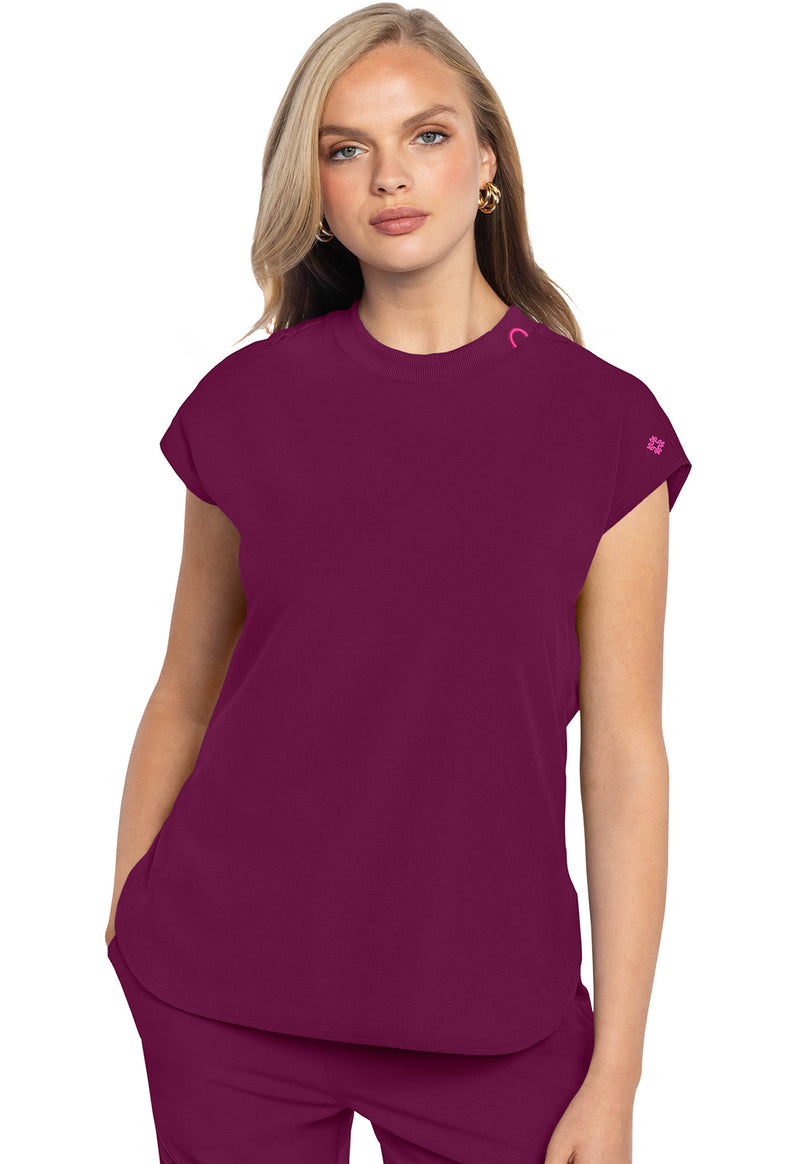 Wine - Med Couture AMP Women Scrub Top - Front View