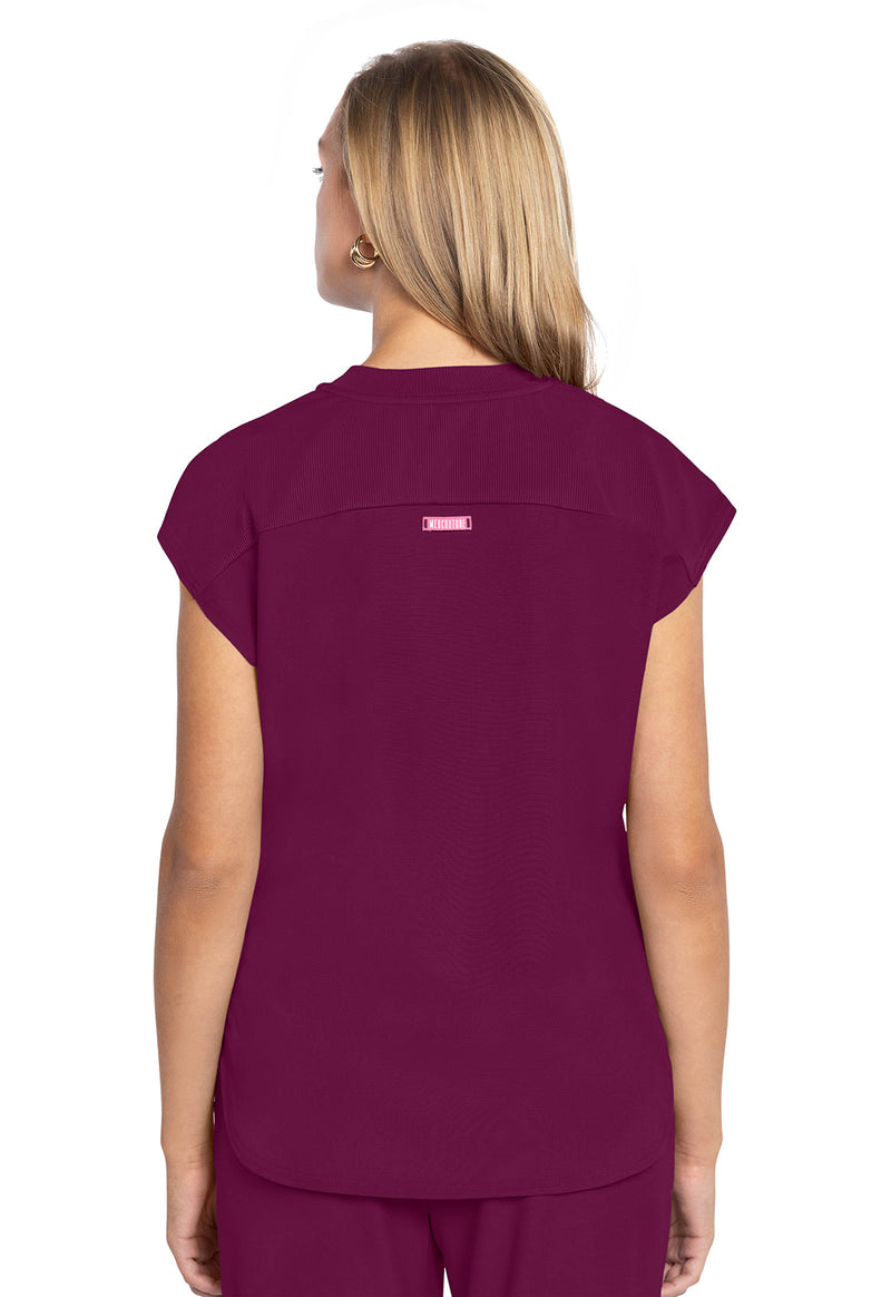 Wine - Med Couture AMP Women Scrub Top - Back View