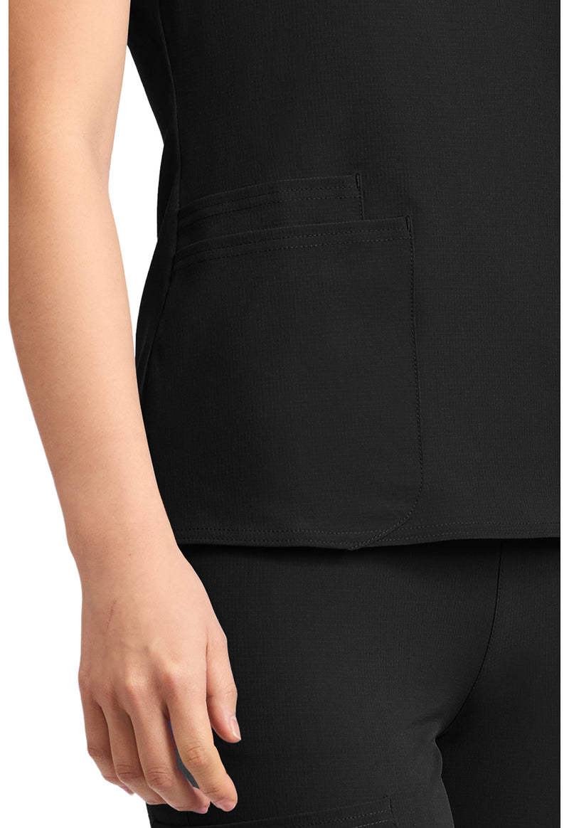 Black - Women's 3-Pocket Square Neck Scrub Top (View 2)