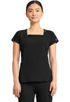 Black - Med Couture AMP Women Scrub Top - Front View