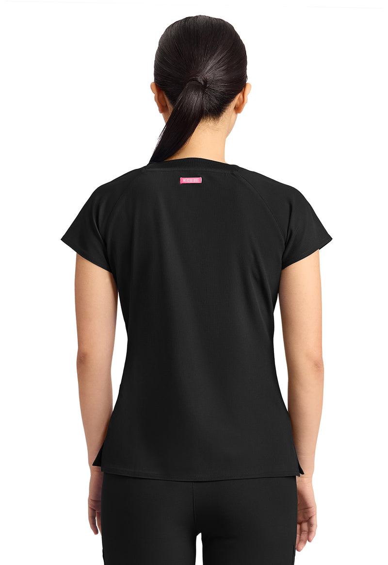 Black - Med Couture AMP Women Scrub Top - Back View