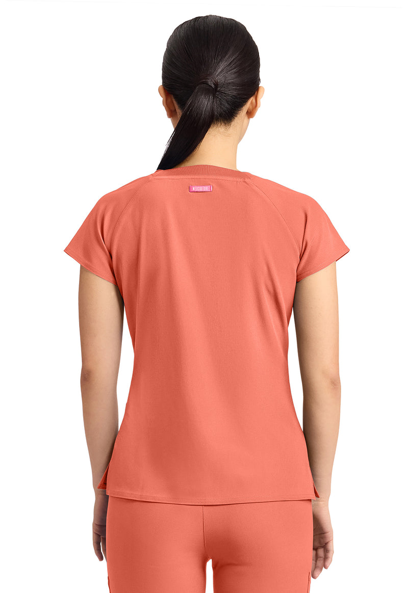 Coral Fusion - Med Couture AMP Women Scrub Top - Back View