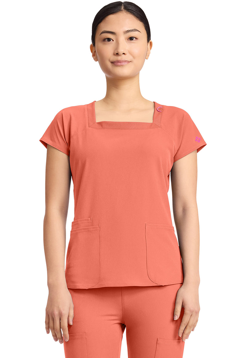 Coral Fusion - Med Couture AMP Women Scrub Top - Front View