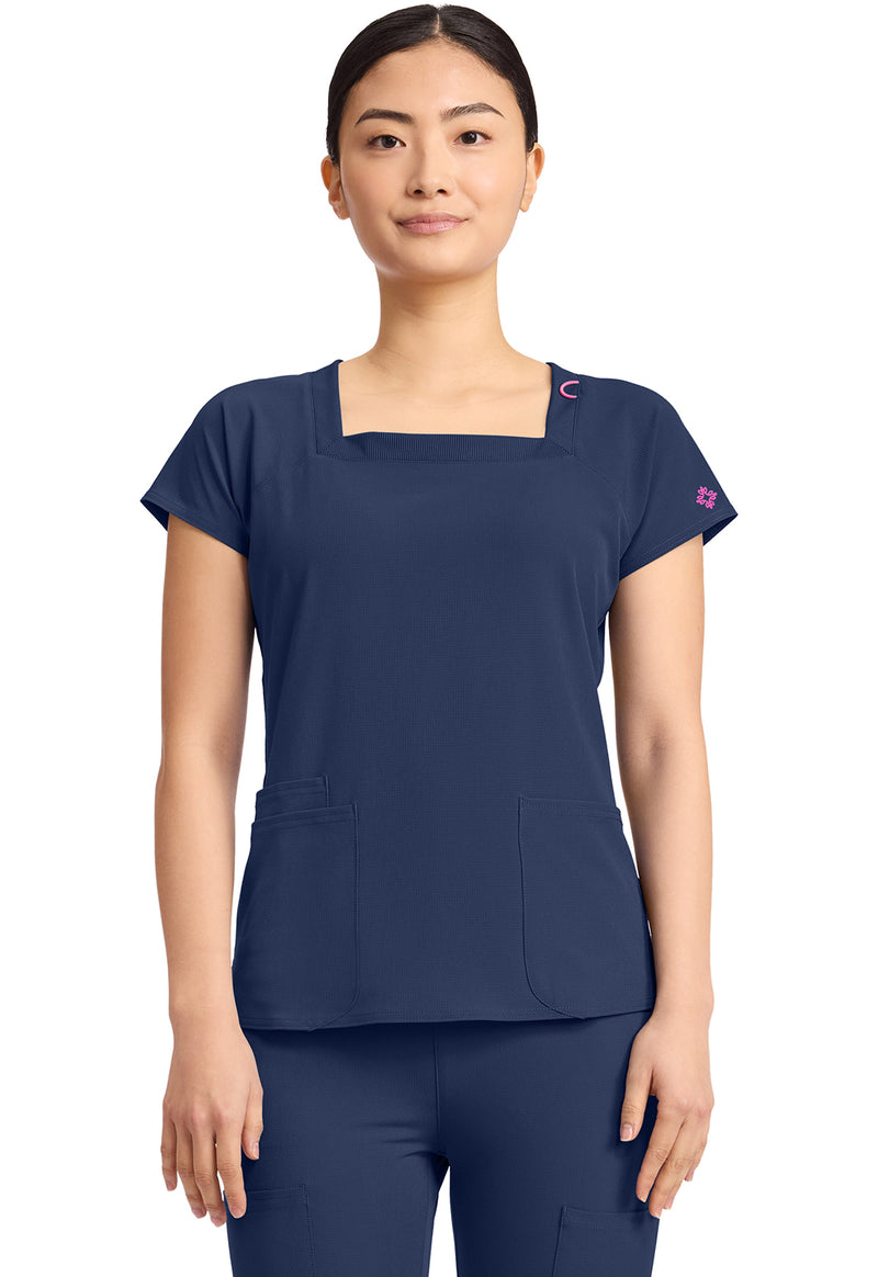 Navy - Med Couture AMP Women Scrub Top - Front View