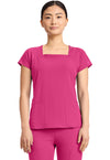 Pink Power - Med Couture AMP Women Scrub Top - Front View