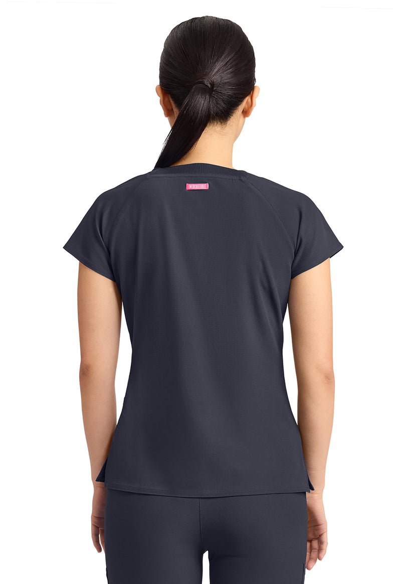 Pewter - Med Couture AMP Women Scrub Top - Back View