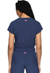 Navy - Quarter Zip V-Neck Tuckable Top (Back)