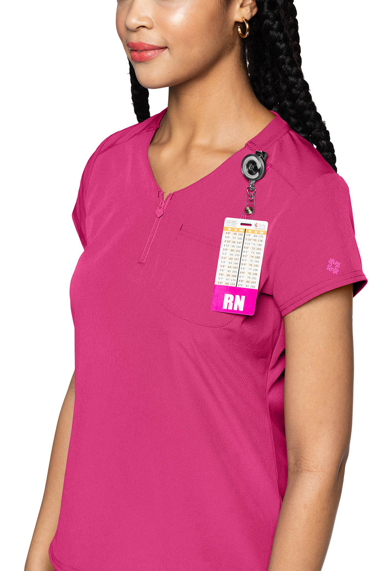 Pink Power - Quarter Zip V-Neck Tuckable Top (View 3)