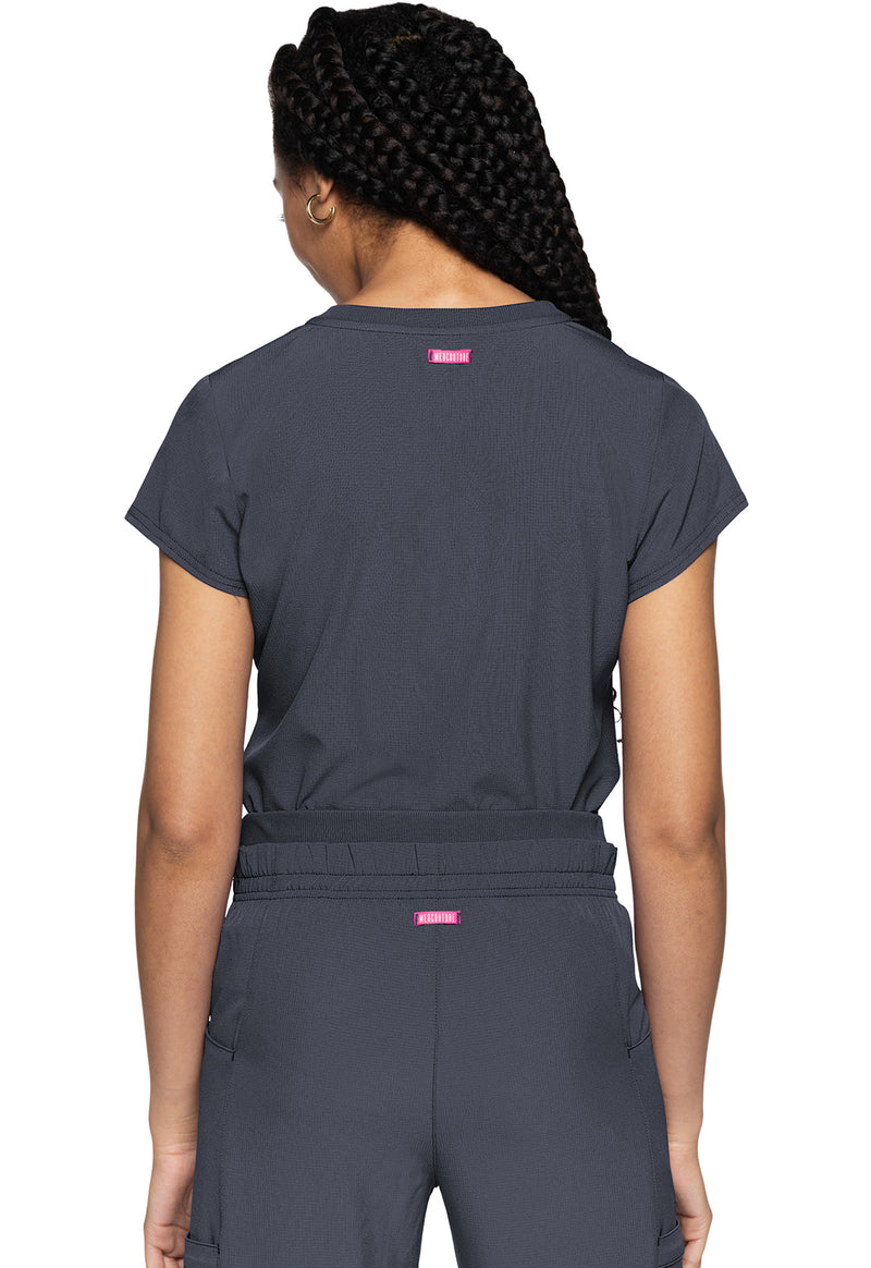 Pewter - Quarter Zip V-Neck Tuckable Top (Back)