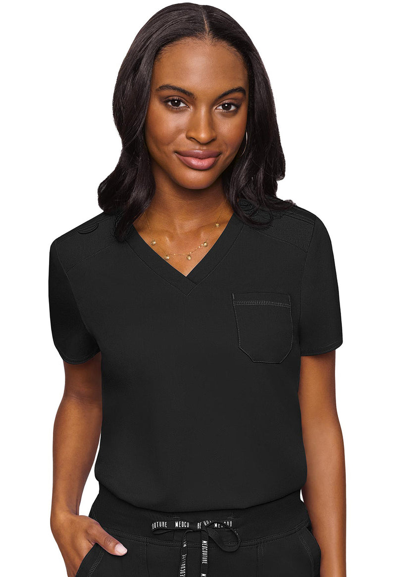 Black - Med Couture Touch Women Scrub Top - Front View