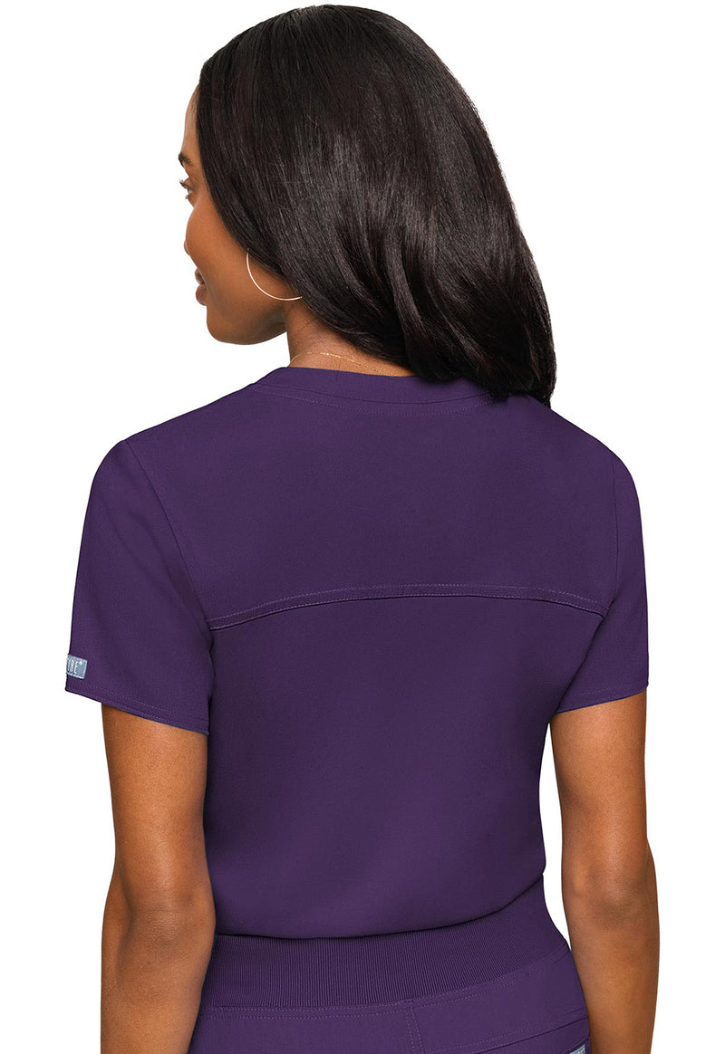 Eggplant - Med Couture Touch Women Scrub Top - Back View