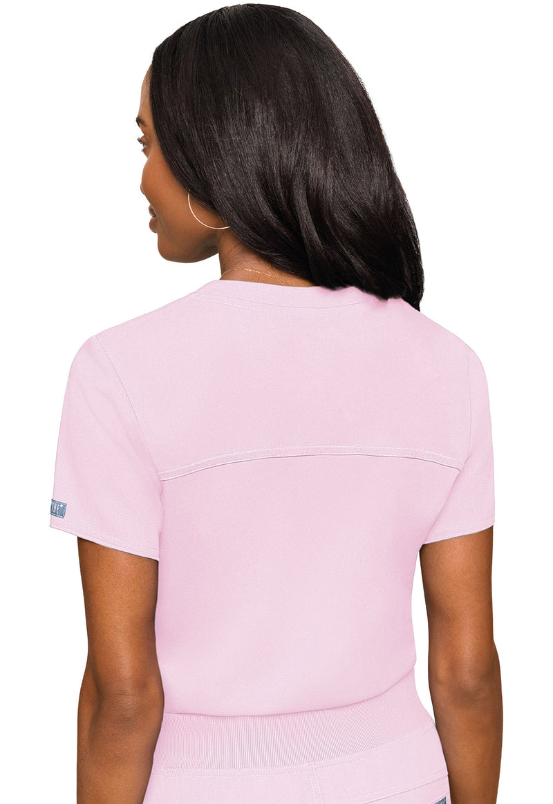 Ice Pink - Med Couture Touch Women Scrub Top - Back View