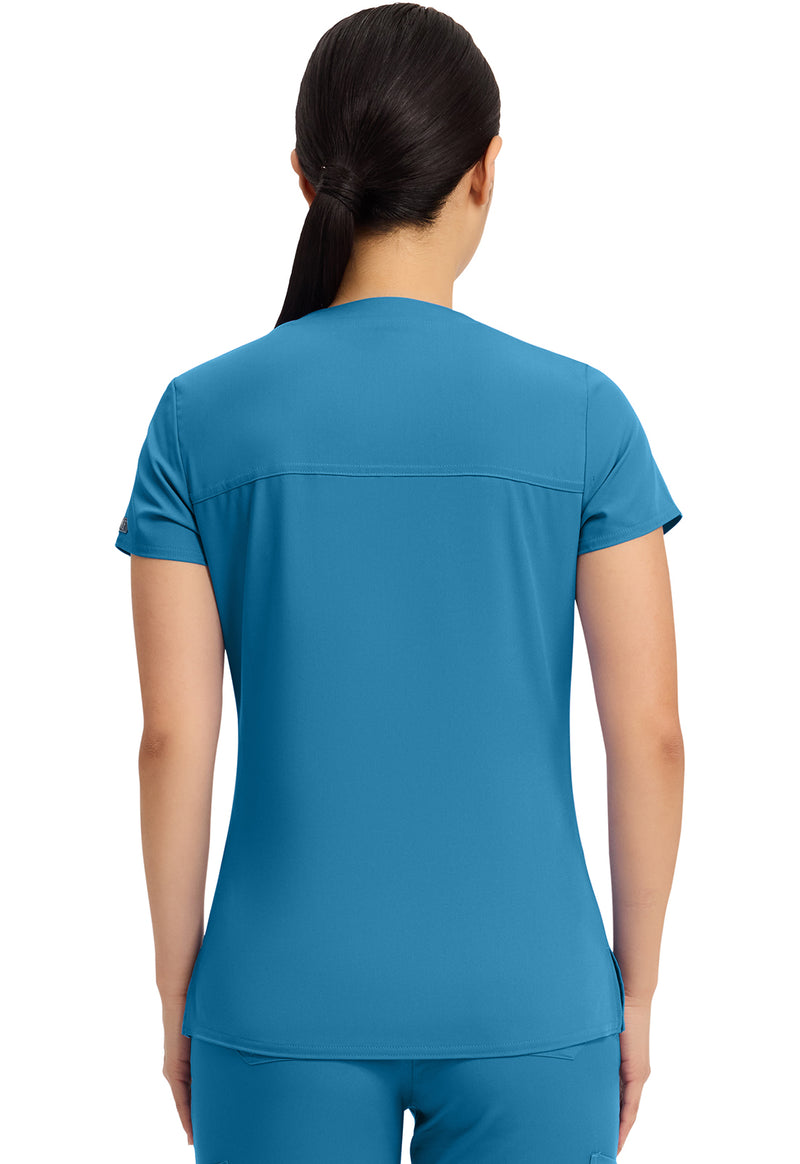 Mali-Blue Shore - Med Couture Touch Women Scrub Top - Back View