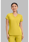 Midsummer Gold - Med Couture Touch Women Scrub Top - Front View