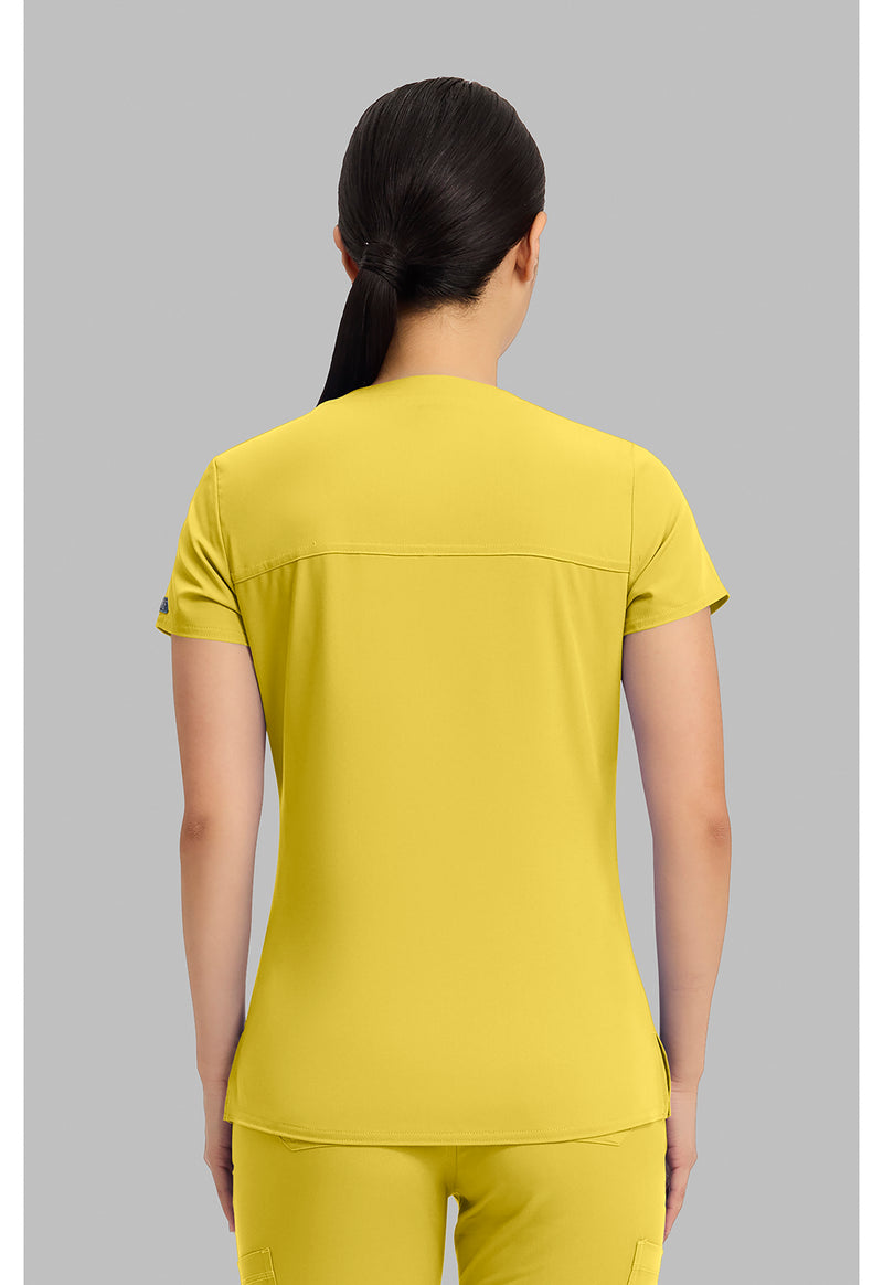 Midsummer Gold - Med Couture Touch Women Scrub Top - Back View