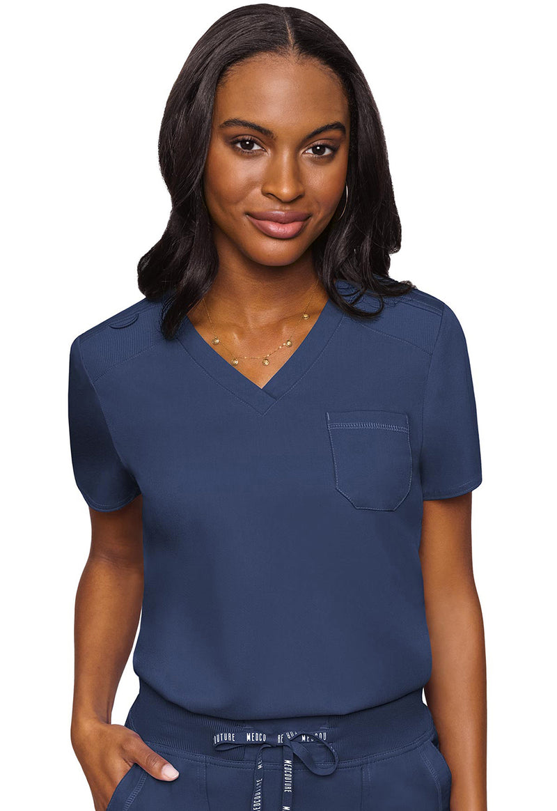 Navy - Med Couture Touch Women Scrub Top - Front View