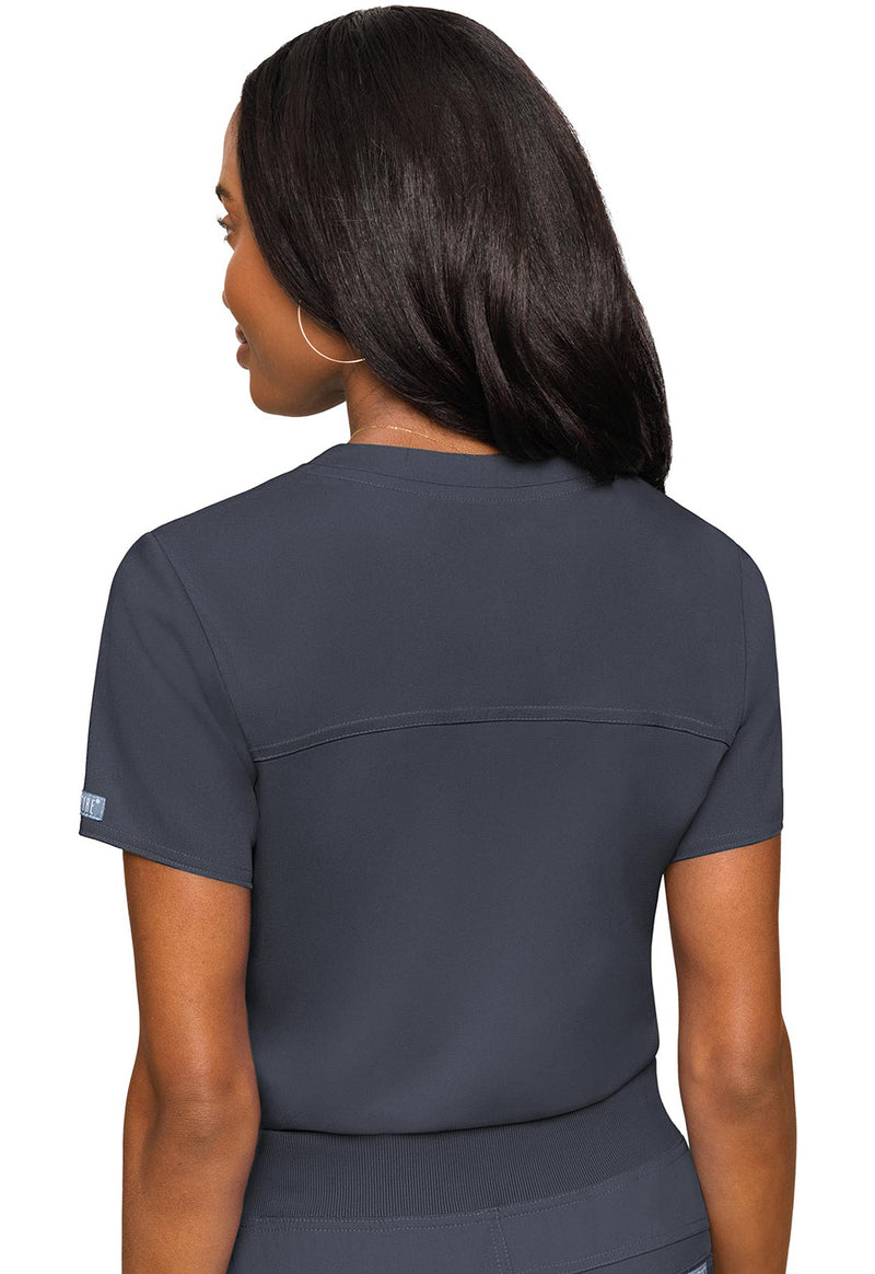 Pewter - Med Couture Touch Women Scrub Top - Back View