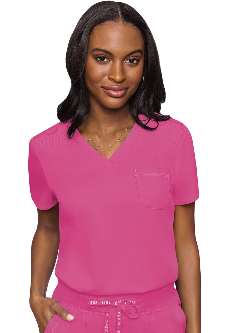 Raspberry Tart - Med Couture Touch Women Scrub Top - Front View