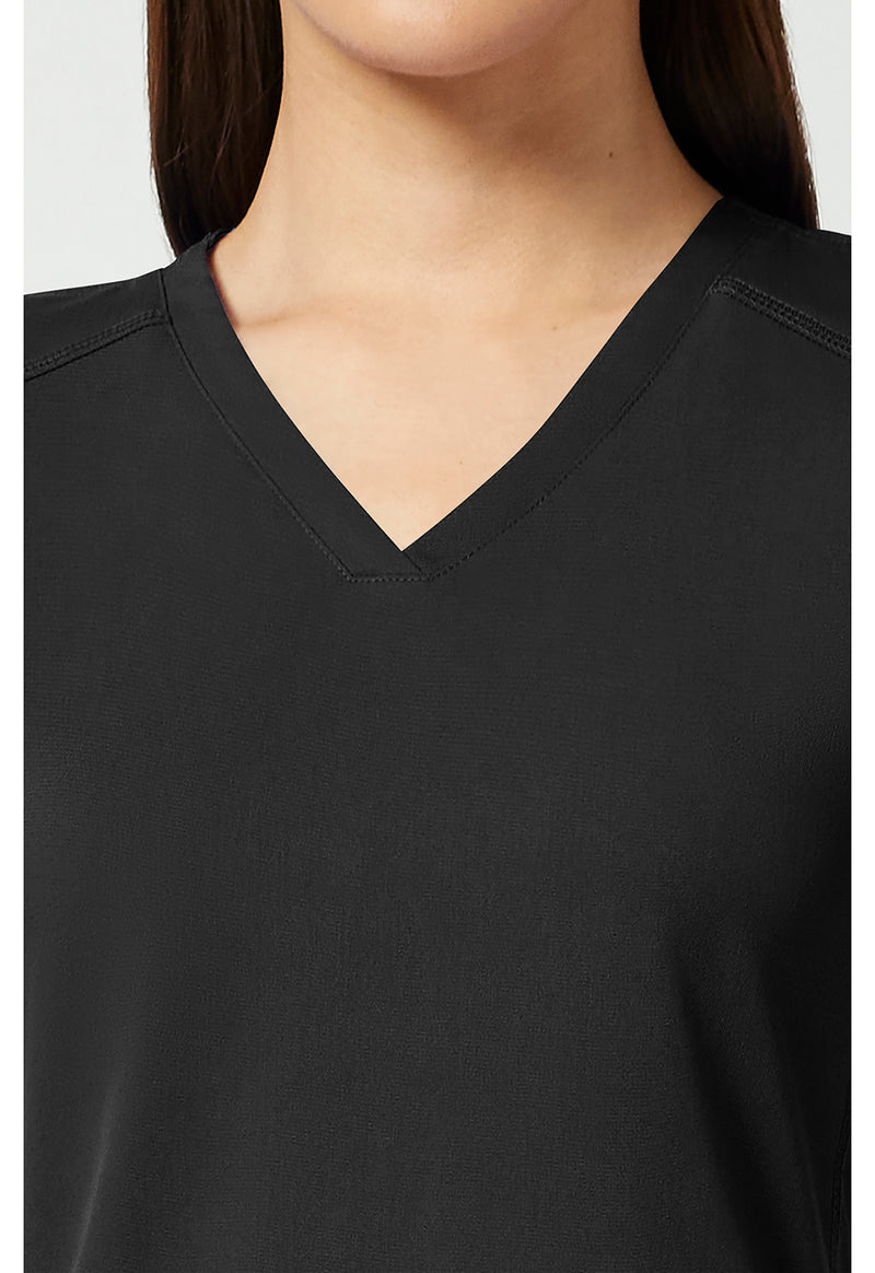 Black - Women's V-Neck Shirttail Scrub Top (View 2)