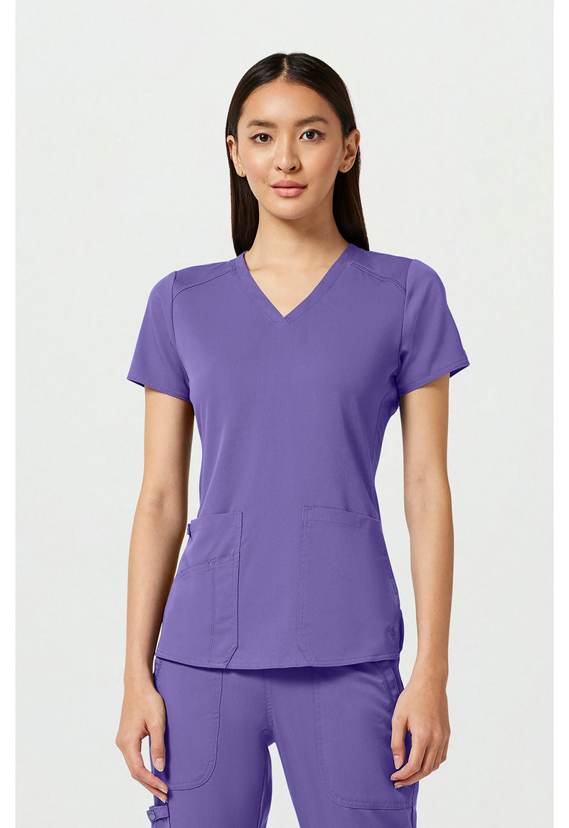 Electric Lavender - Med Couture Touch Women Scrub Top - Front View