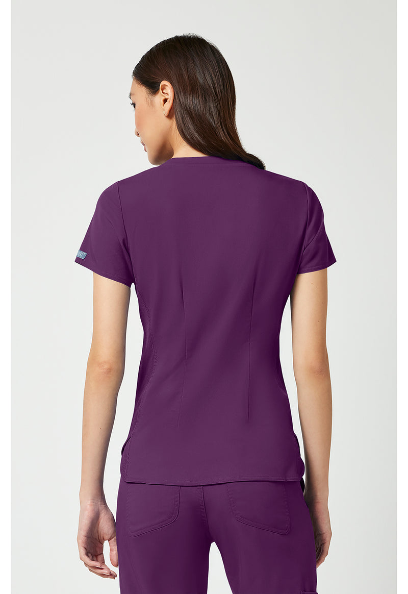 Eggplant - Med Couture Touch Women Scrub Top - Back View
