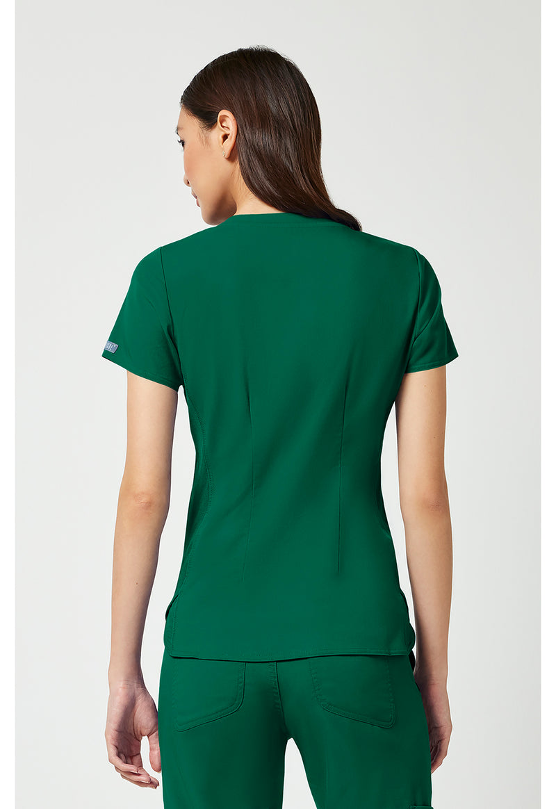 Hunter Green - Med Couture Touch Women Scrub Top - Back View