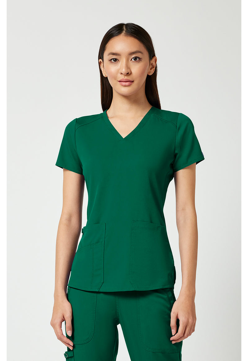 Hunter Green - Med Couture Touch Women Scrub Top - Front View